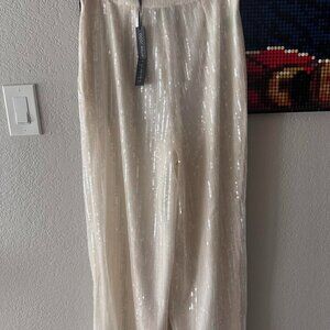 House of Harlow 1960 ivory white sequin lined wide leg pants size 8 NWT